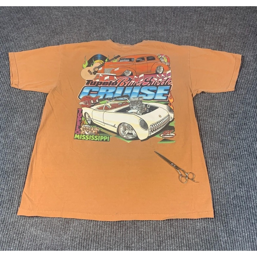 Chroma Zone T Shirt Mens Large Orange Tupelo Mississippi Suede Cruise Cars Moto